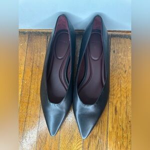 Vince Women’s Black Leather Pointed Toe Flats – Elegant Everyday Shoes